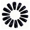Nail art, Spice Girl style black 24 pieces, fake nails, long trapezoidal armor.