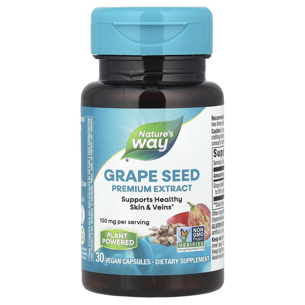 Nature'S Way, Premium Grape Seed Extract, 100Mg, 30 Vegan Capsules
