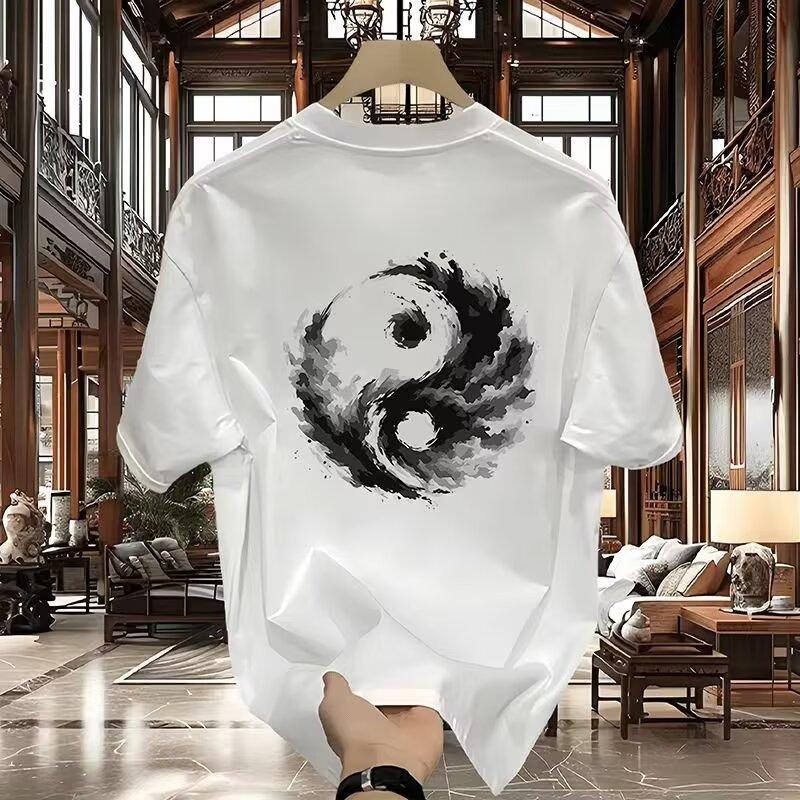 Chinese Style Men'S Round Neck Short-Sleeved T-Shirt Loose Casual Trend Cotton T-Shirt On Clothes