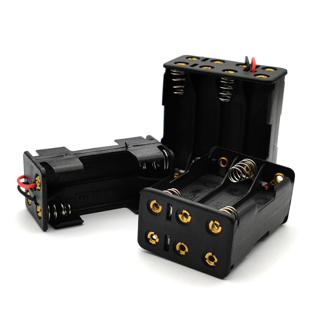 4x 6x 8x AAA Battery Box Case Holder with Wire Leads Side By Side Battery Box Connecting Solder for 4-8pcs AAA Batteries