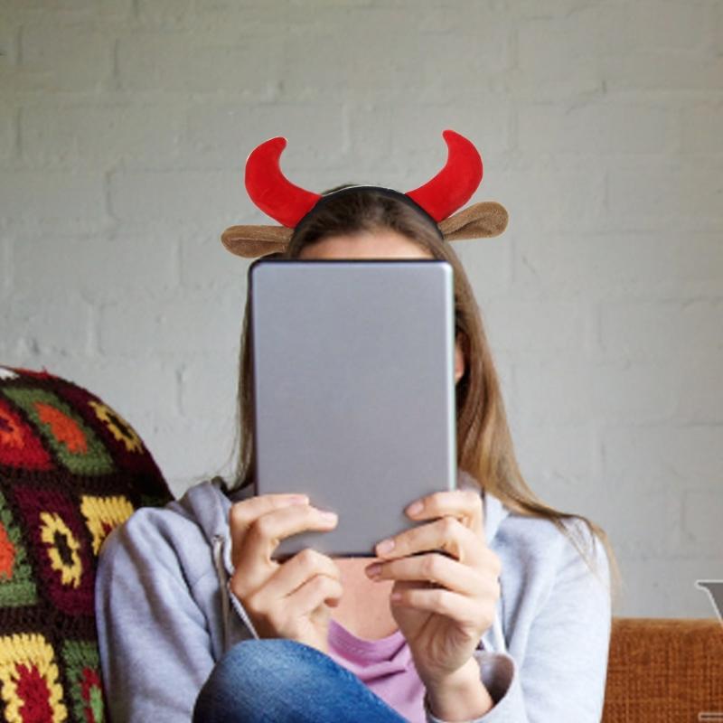 Hairbands Festive Photo Booth Props Cartoon Cow Horn Headbands Party Headpiece Fun Headbands for Music Festivals