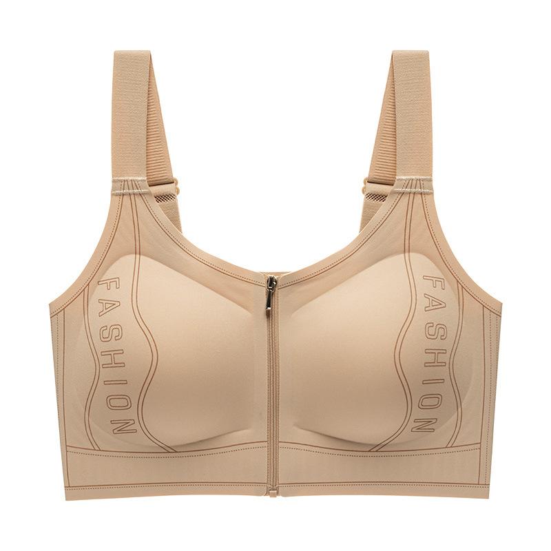 Front Zipper Women Wireless Seamless Full Cup Bra Large Breast Reduction Armpit Fat Collection