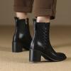 Fashion 2024 NEW Autumn Women Boots Genuine Leather Shoes for Women Round Toe Chunky Heel Zipper Modern Boots Handmade Short Boots