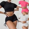 European & American Short-Sleeve Flat Leg Sport Bikini - Women's Fashionable Conservative Swimsuit