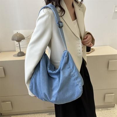 Umhängetasche Damen Große Kapazität Lässige Vielseitige Jeanstasche Einfache Einfarbige Mode Messenger Damentasche