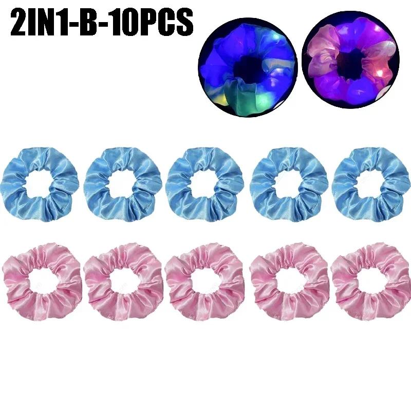 LED Luminous Scrunchies Hairband Ponytail Holder Headwear Elastic Satin Hair Bands Girl Hair Accessories for Party