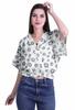 Moomaya Printed Boxy Sleeve Tops For Women V-Neck Elastic WaistA  Kimono Top
