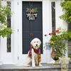 Interchangeable Wooden Seasonal Welcome Sign, Rustic Round Dogs Sign Front Door Wreaths for Home/Wall/Porch Decor, for Easter Spring Summer Fall