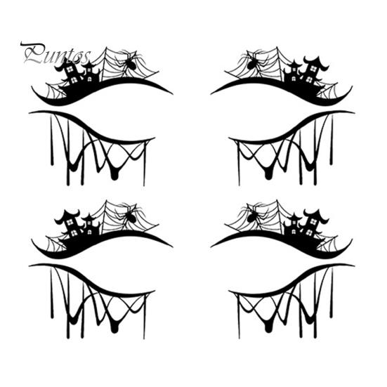 Cosmetic Transfers for Adults 2 Pairs Halloween Eye Tattoo Stickers, Waterproof Temporary Face Decals with Ghostly Decorations Pumpkin Bat Spider Web,