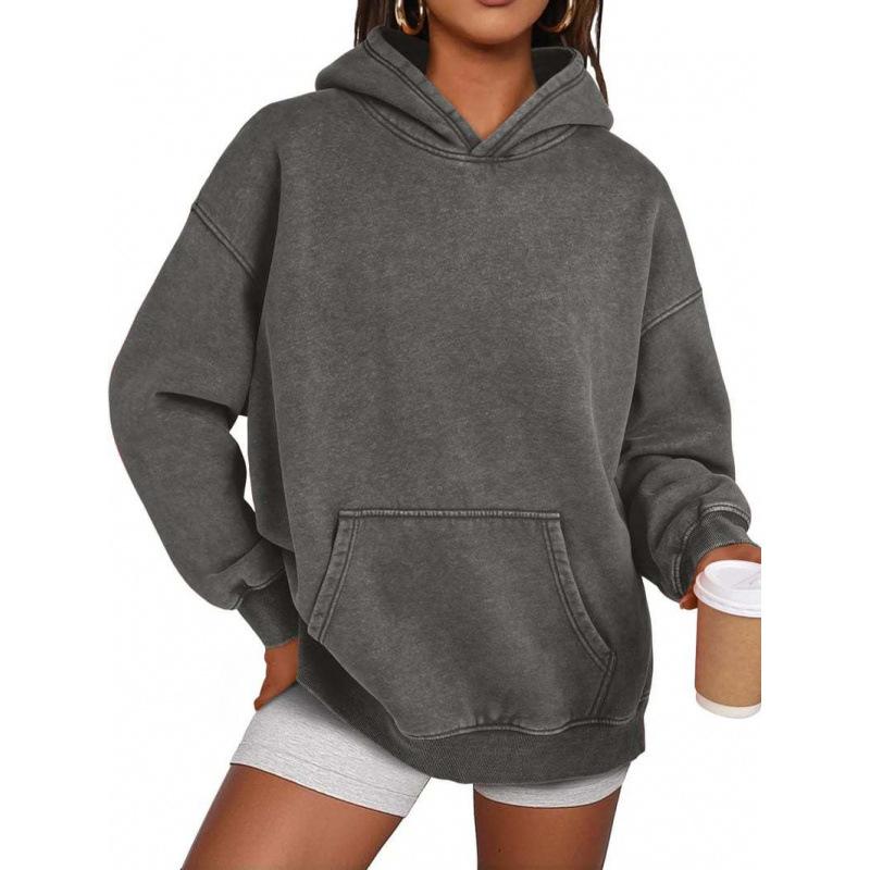 Women S Loose Fit Hooded Sweatshirt Casual Long Sleeve Solid Top