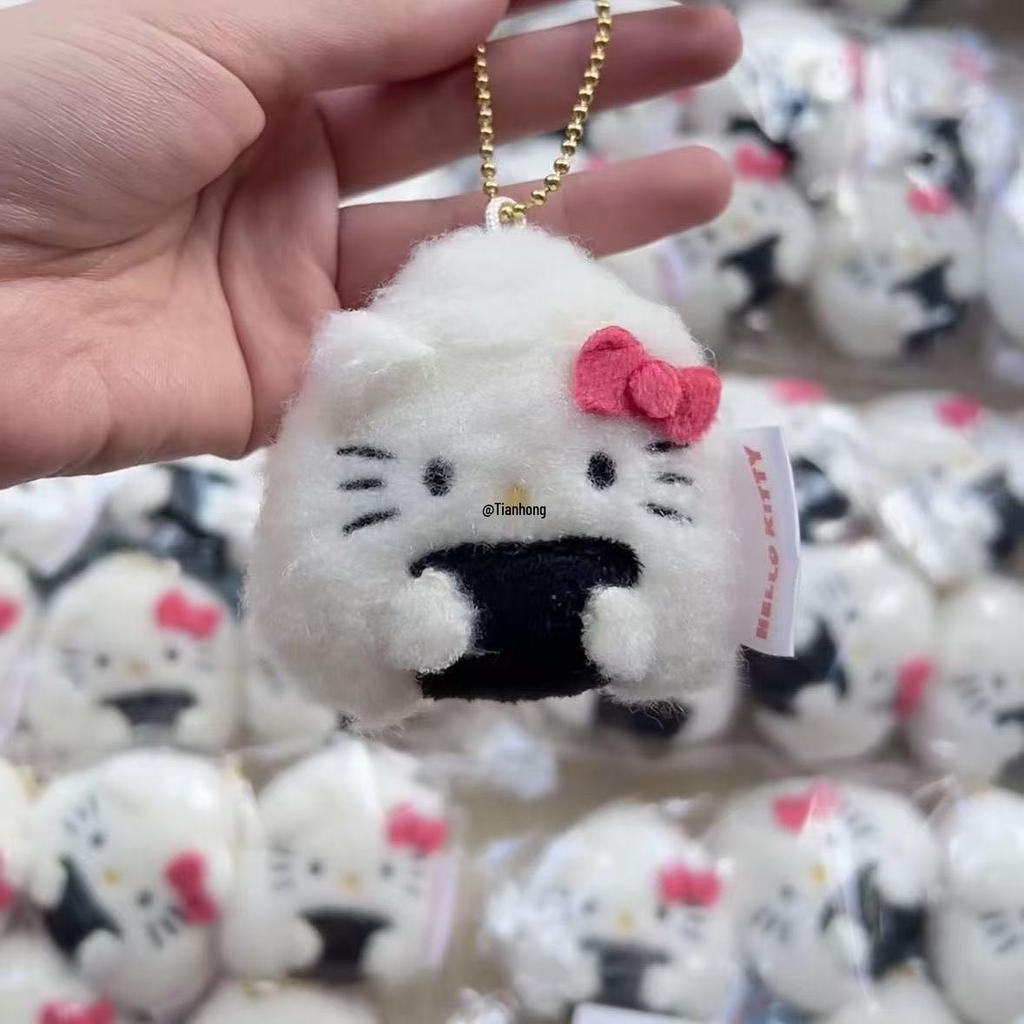 Sanrio Fluffy Cat Onigiri Sushi Plush Charm Bag Ornament