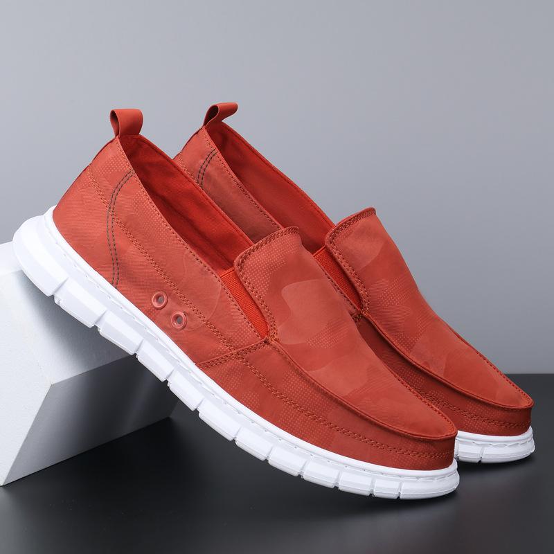 

Fengbu 0066 Мужские весенне-осенние парусиновые туфли на одной педали, повседневные мужские туфли из ткани ледяного шелка, дышащие кеды, мужские туфли, модная обувь 47 кирпич красный