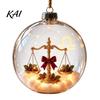 Decorative Spheres for Home Lighted Zodiac Christmas Ornament, Glowing Sign Ball with Warm LED, Acrylic Xmas Balls Party 3D Clear Hanging Pendant Tree