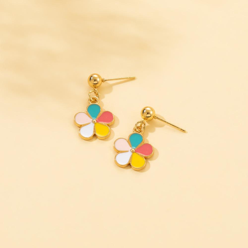 Trendy Colorful Floral Earrings Simple Alloy Design Stylish Street Fashion