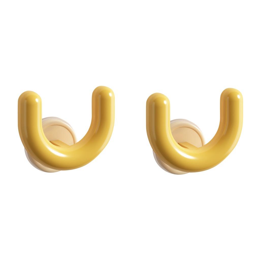 

2Pcs Wall Mounted Suction Cup Slipper Storage Rack Plastic Slipper Hanger U Slipper Rack Bathroom жёлтый