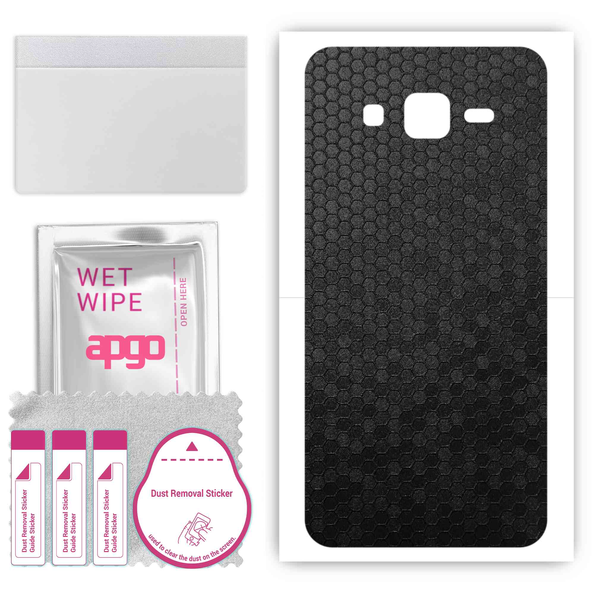 

Apgo Protective Skin Sticker для задньої панелі, сумісний із Samsung Galaxy J3 (2016 р), Обгортка плівка, фольга, вініл – візерунок у чорних сотах