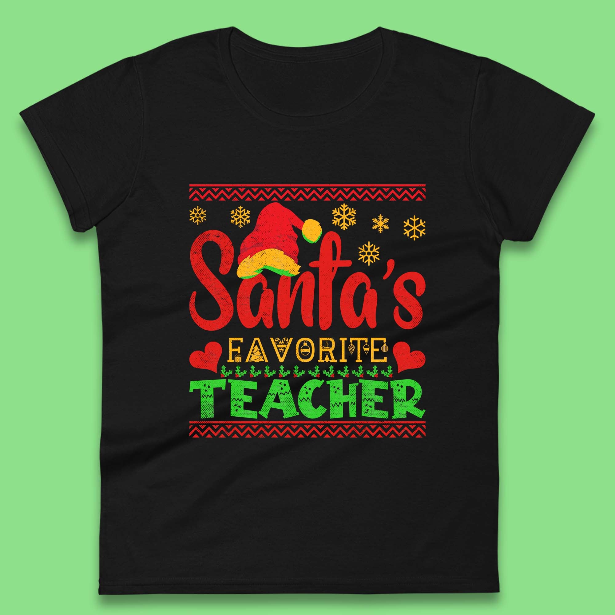 Christmas Womens T Shirt Mens Tops Tees Unisex Christmas Santa s Favorite Teacher Top 3XL