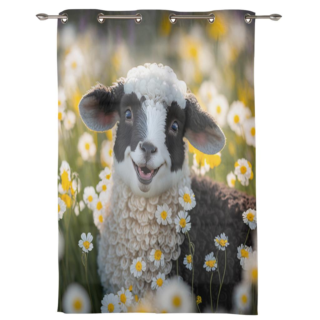 Owce Stokrotki Farma Zasłona Okienna Salon Luksusowa Lambrekina Zasłona do Sypialni Dom Kuchnia Dekoracja Zasłona