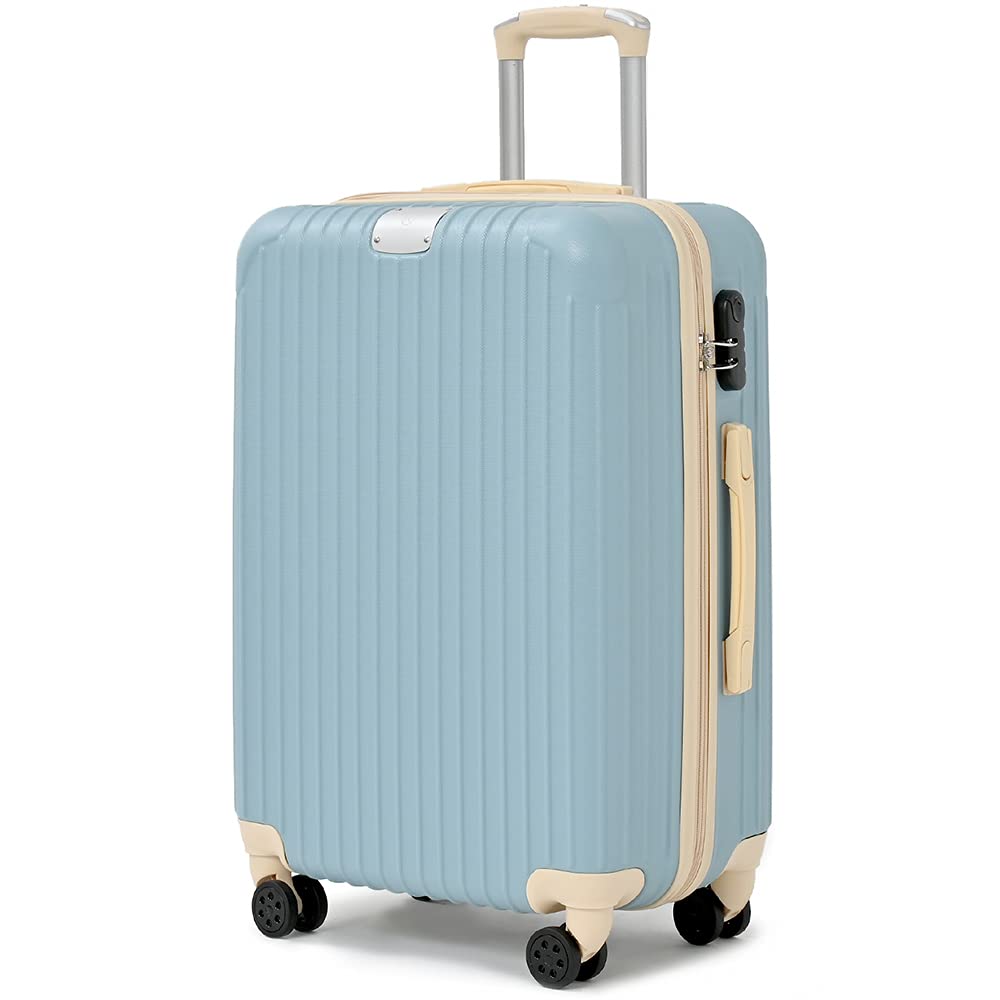 

Rikopin Suitcase Large Carry Case Carry Bag Dial Lock Type Ultra Light Cute Zipper Type [RRikopin] Carry-on [S Size/Ash Blue]