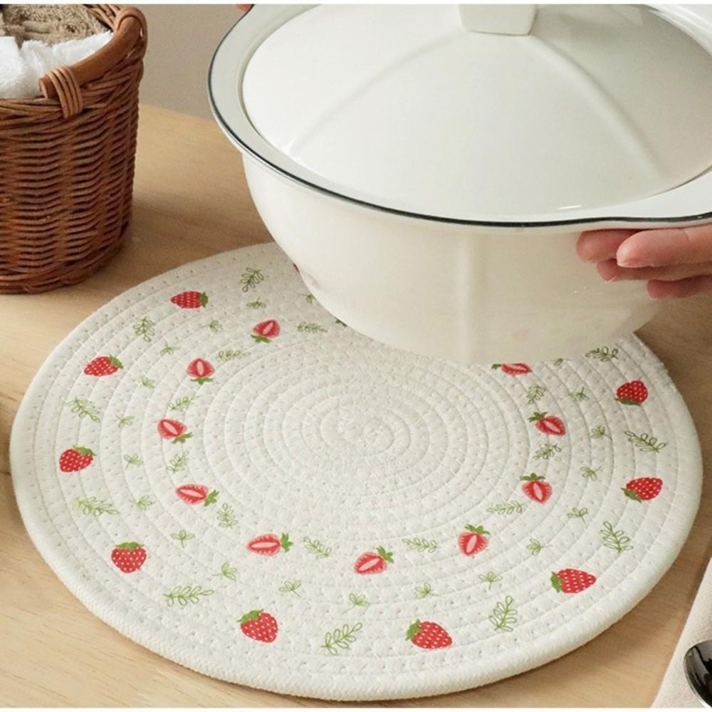 Heat Insulation Coffee Cup Mats Strawberry Pot Pad Table Mats Round Dining Mat Table Decoration