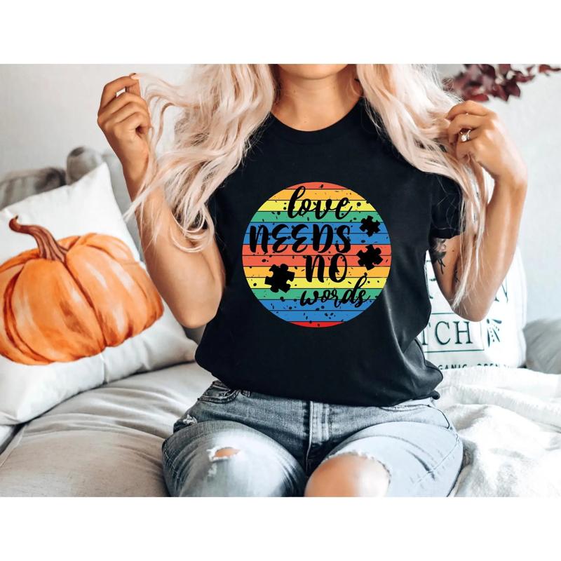 Love Needs No Words T Shirt Autism Autistic Pride S Kids Month Awareness