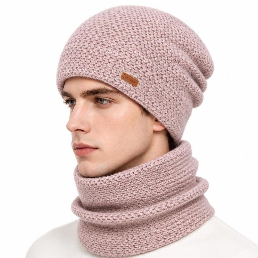 Thicken Soft Beanie Hat Windproof Coldproof Ear Protection Fashion Hat Scarf Set for Women and Men