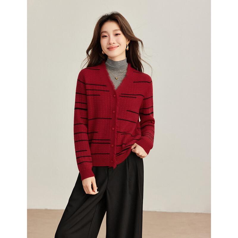 Luxxi Women's 100% Wool Tassel Trim Knit Cardigan