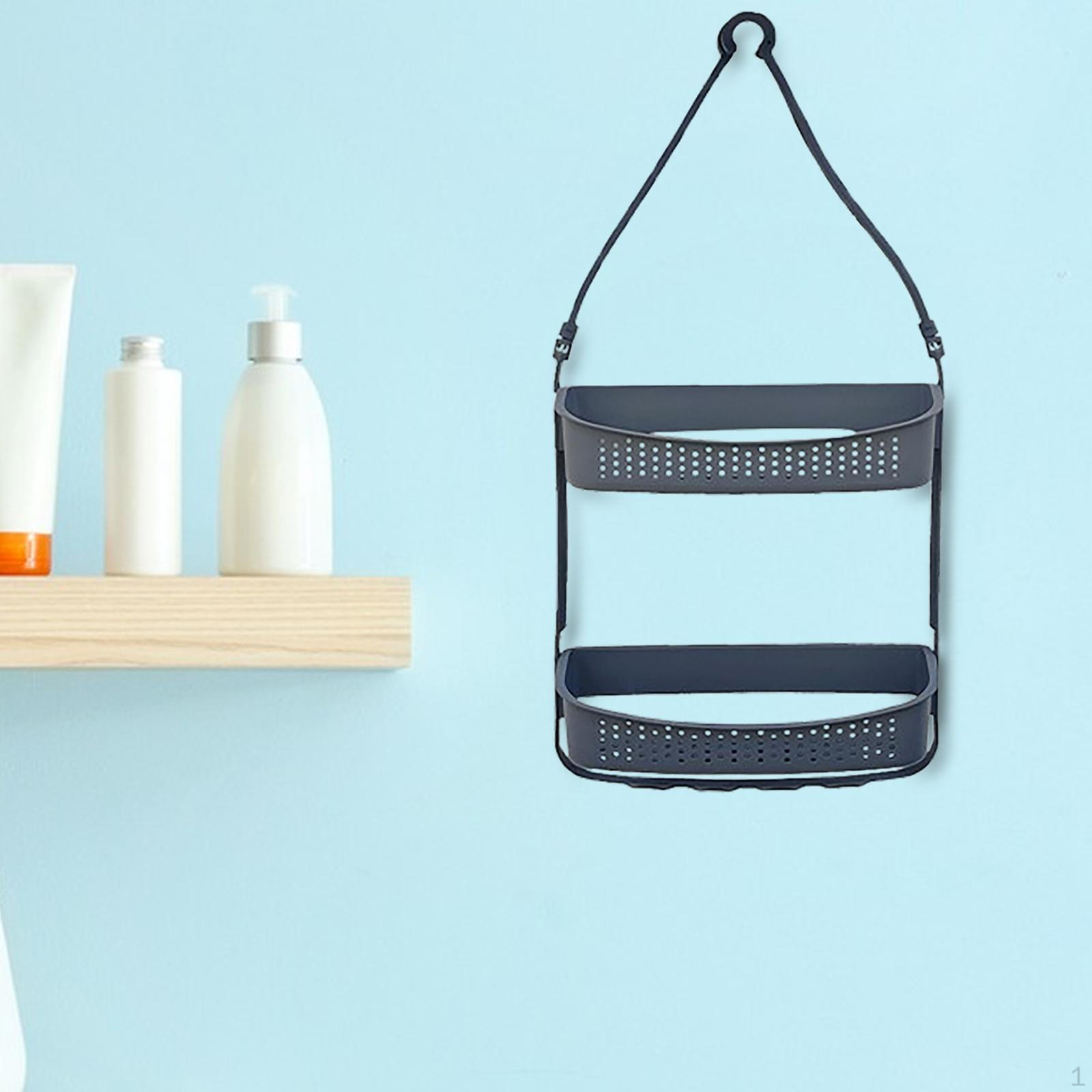 

Подвесная душевая корзина, держатель, регулируемая, 2 яруса, органайзер-полка для хранения для больших и Deep Gray