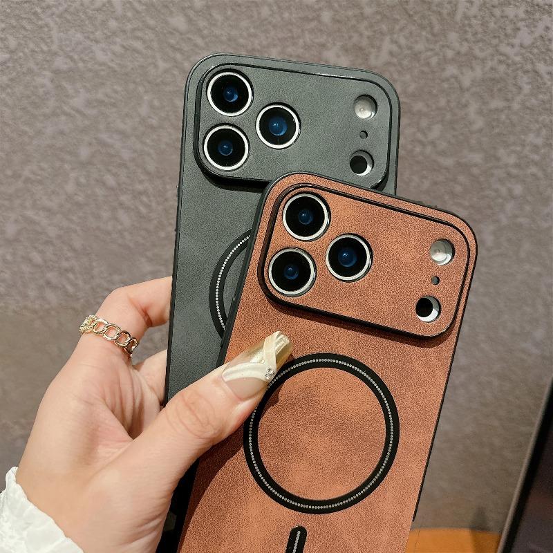 Luxury Wireless Charging Magnetic Cortex Leather Phone Case For iPhone 17 16 14 13 12 15 17 Pro Max Air Shockproof Bumper Cover