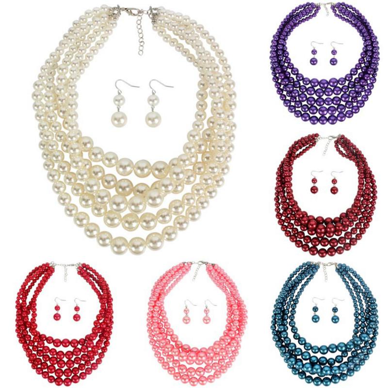 

Европейские и американские женские многослойные серьги-ожерелья с искусственным жемчугом