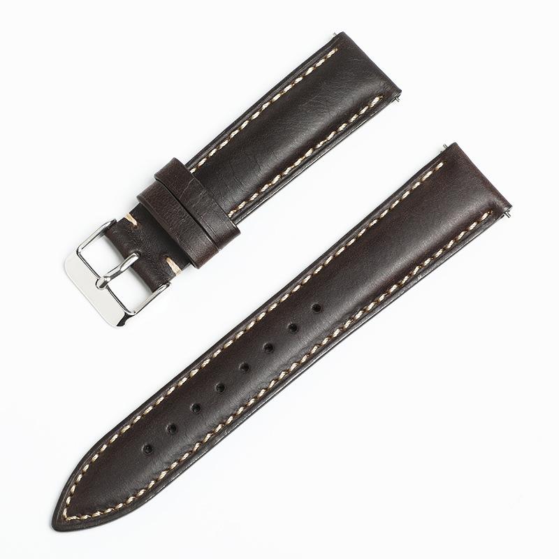 Oil Wax Leather Pointed Tail Strap First Layer Cowhide Retro Real Cowhide Switch Quick Release Smart Strap Universal