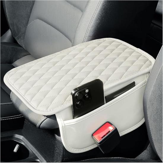 Arm Rest Cover For Car,Leather+Memory Foam Center Console Cover With Storage Bags,Universal Middle Console Cover Car Accessories Interior For Most