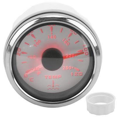 Indicador de Temperatura del Agua de 52 mm 7 Colores de Retroiluminación Impermeable IP67 1600‑22 Ohm Indicador de Aguja para Barcos Caravanas Blanco