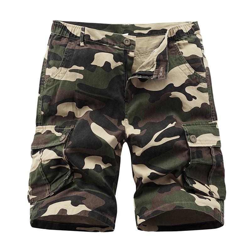 Men's Summer Camo Cargo Shorts Teenagers Casual Knee Pants Trendy Oversized Loose Outdoor Streetwear Breathable Fashion Short Trousers Daily Wear