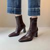 French retro high heels short boots for women 2026 new autumn and winter British style single boots elastic boots