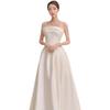 2025 French Strapless Satin Wedding Dress: Elegant, High-Quality Texture, Floor-Length for Winter