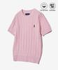 YALE Women'S Heritage Dan Cable Short Sleeve Round Knit Light Pink