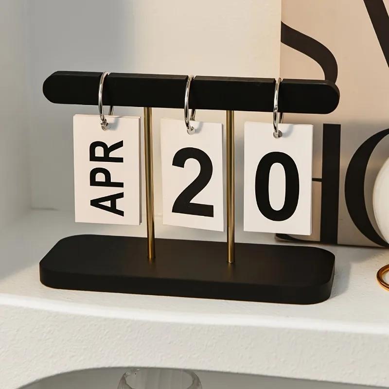 Modern Minimalist Flip Desk Calendar - Everyday View, English Language, Home and Office Decor Desk Accessory