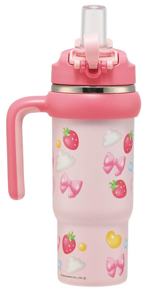 Skater Straw with Direct Sanrio My Puffy Tumbler, 830ml, Insulated, Cold/Hot, Handle, 2-Way, Drinking, Melody, Balloon, Girl's, STSTB9-A