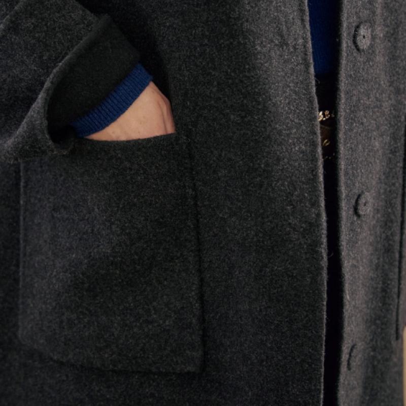 Maxza Single Breasted Collarless Handmade Wool Coat Cd11hc001nh