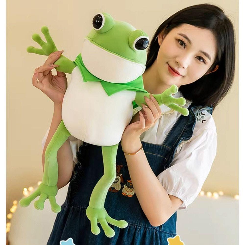 With Cloak Green Frog Doll Comfortable Long Legged Frog Plush Pillow Frog Plush Toy  Kids Gift