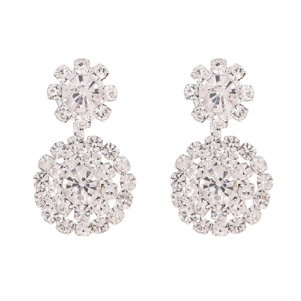 Luxuriöses Schneeflocken Super Flash Diamant Halskette Ohrringe Zweiteiliges Set