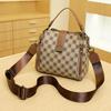Daily Women's Bag Korean Light Luxury Spring and Summer New Retro Handbag Trendy and Versatile One-Shoulder Crossbody Printed Bucket Bag