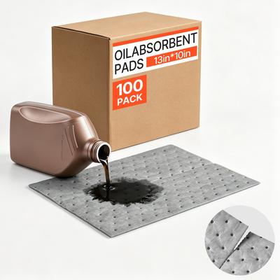 Oil & Water Absorbent Pads, 33x25 Cm 100-Pack, Heavy-Duty Spill Absorbing Pads, Universal for Gasoline/Engine Oil/Water/Coolant