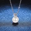 S925 Sterling Silver Moissanite Pendant with D Color Pearl Necklace - Korean Style Simple Collarbone Chain for Women