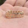 Emerald Cut Cubic Zirconia Eternity Band Ring, Full Gold Plated Wedding Anniversary Ring for Women