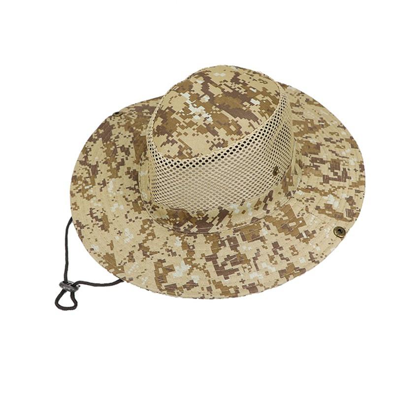 Breathable Wide Brim Hat Outdoor Upf 50+ Sun Protection Mesh Safari Cap For Travel Fishing
