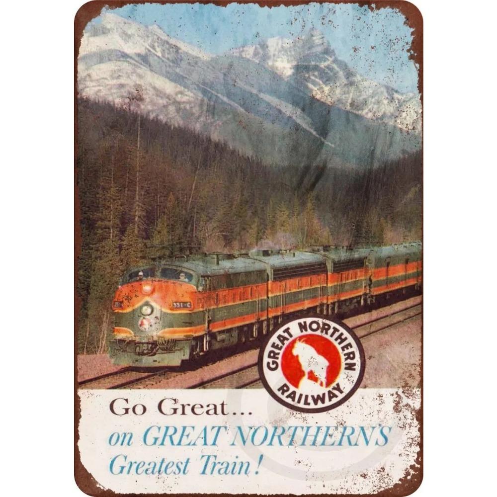 Great Northern Railway Vintage Aluminum Sign 1964 Retro Wall Decor Metal Plaque 20x30cm