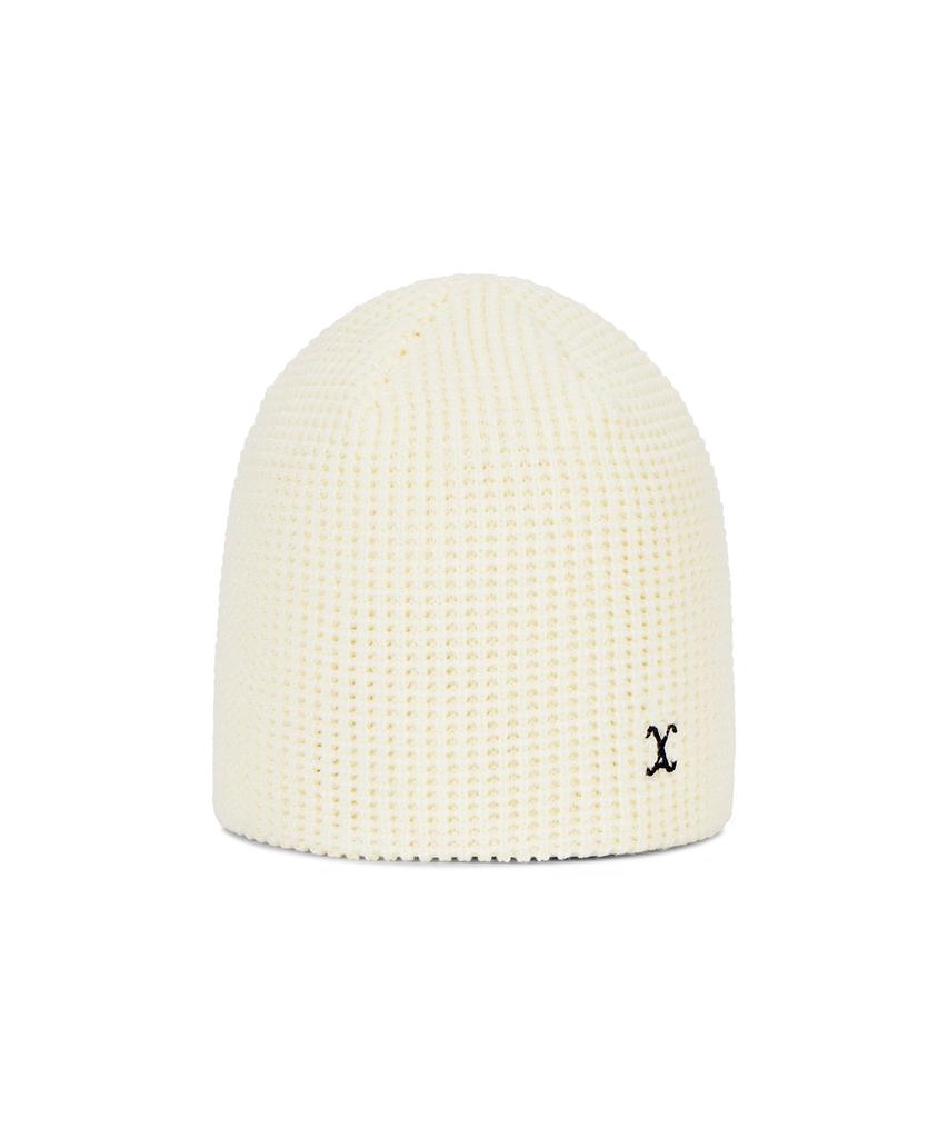 Bajal Va Curved Logo Waffle Beanie Cream