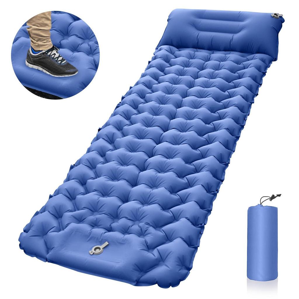 Lightweight Foot-Pump Inflatable Sleeping Pad: Portable, Moisture-Proof, Outdoor, Car-Mounted Bed